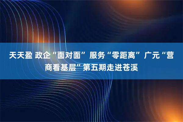 天天盈 政企“面对面” 服务“零距离” 广元“营商看基层”第五期走进苍溪