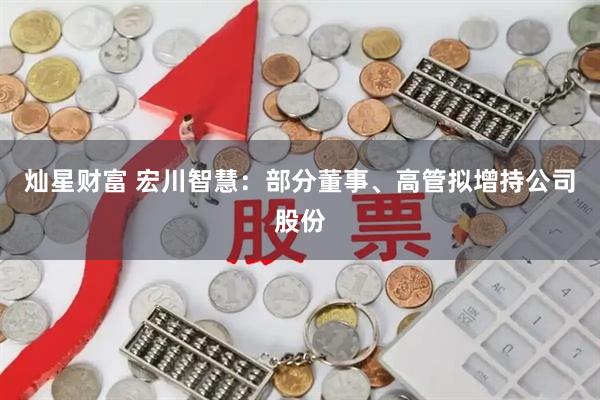 灿星财富 宏川智慧:部分董事、高管拟增持公司股份